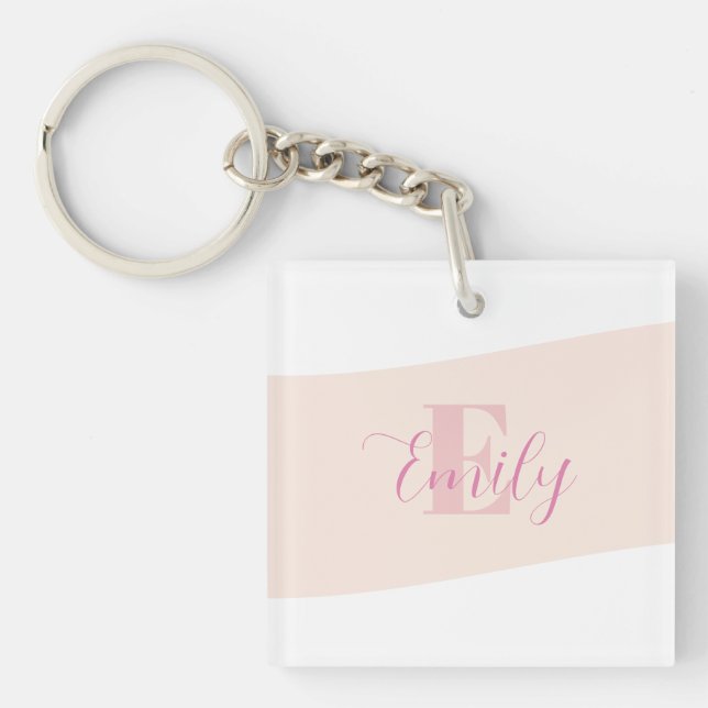 Minimalistisk Namnmonogram Retro Rosaröd (Framsidan)