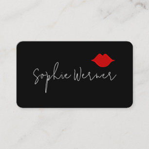 Minimalistisk Namnteckning Beauty Red Läppar Black Visitkort