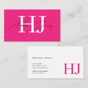 Minimalistisk Namnteckning Monogram Shock rosa Bus Visitkort