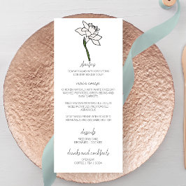 Minimalistisk Narcissus Flower Bröllop Menu Meny