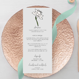 Minimalistisk Narcissus Flower Bröllop Menu Meny