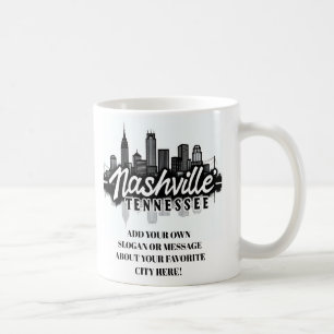 Minimalistisk Nashville Skyline, Tennessee Stad Kaffemugg