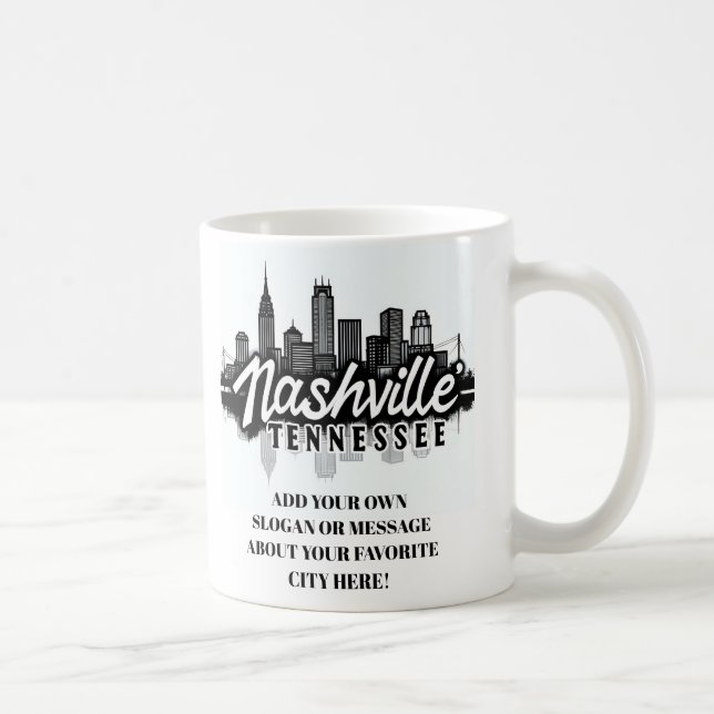 Minimalistisk Nashville Skyline, Tennessee Stad Kaffemugg (Höger)
