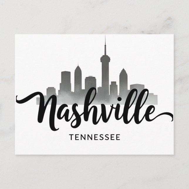 Minimalistisk Nashville Skyline, Tennessee Stad Vykort (Framsida)