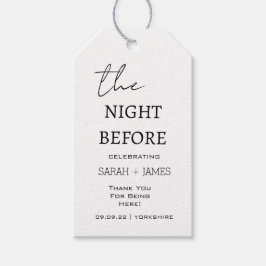Minimalistisk natten före Bröllop Tack Presentetikett