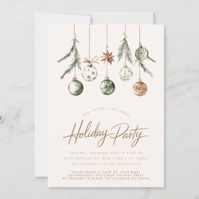 Minimalistisk natur rustic beige julfest inbjudningar (Framsida)