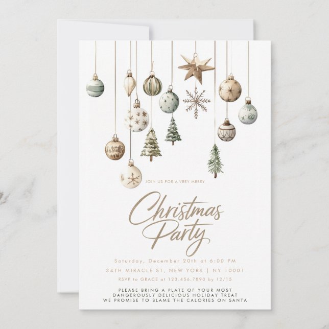 Minimalistisk natur Rustic Simple jul Party Inbjudningar (Framsida)