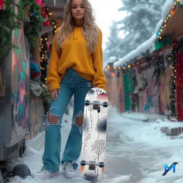 Minimalistisk naturinspirerad skatedekordekdesign mini skateboard bräda 18,5 cm (Skapare uppladdad)