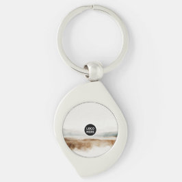 Minimalistisk naturvattensfärg, Abstrakt Mönster Swirl Silverfärgad Nyckelring