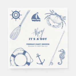 Minimalistisk nautical FishBoy Baby Shower Pappersservett