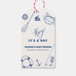 Minimalistisk nautical FishBoy Baby Shower Presentetikett