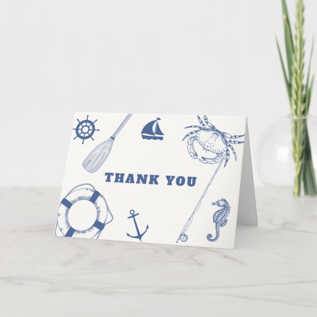 Minimalistisk nautical FishBoy Baby Shower Tack Kort (Framsida)