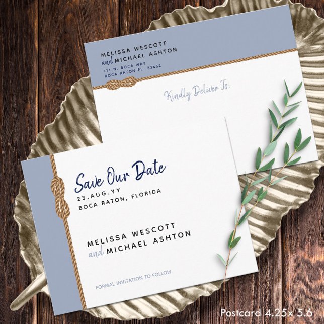 🌊 minimalistisk Nautisk budget spara datum Meddelande Vykort (🌊 Minimalist Nautical Budget Save The Date Announcement Postcard
)