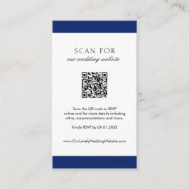 Minimalistisk Navy Blue Modern QR-kod Bröllop Tilläggskort
