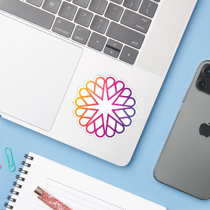 Minimalistisk Neon Gradient Radiell Blomma Klistermärken