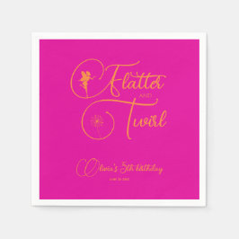 Minimalistisk Neon Rosa Simple Girl Fairy Birthday Pappersservett