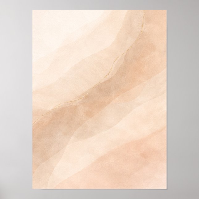 Minimalistisk neutral abstrakt väggkonst – Beige O (Framsidan)