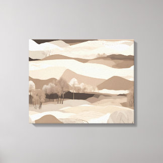 Minimalistisk neutral beige landskapsbild kullar canvastryck