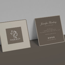 Minimalistisk neutral beige skönhet fyrkantig med fyrkantigt visitkort
