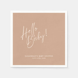Minimalistisk Neutral Modern Bebis Shower Pappersservett