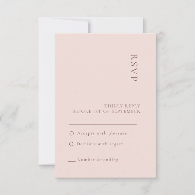 Minimalistisk neutral rosbröllop RSVP-kort Inbjudningar (Framsida)