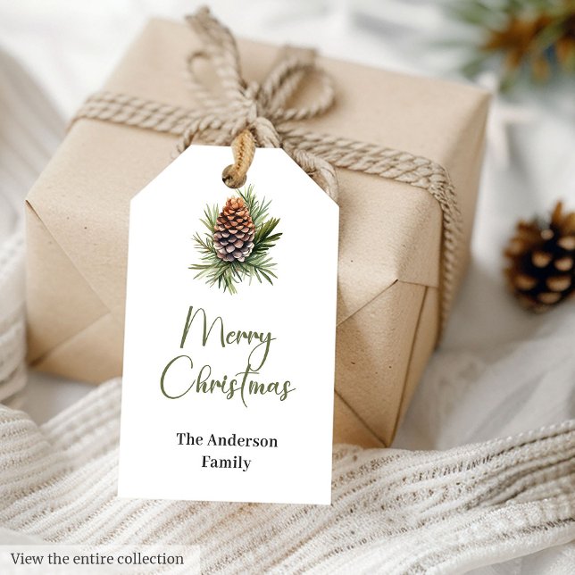 Minimalistisk Neutral Rustik Jordnära Högtidsetike Presentetikett (Minimalist Neutral Rustic Earthy Holiday Tag)