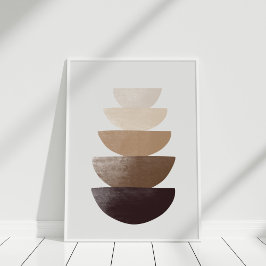 Minimalistisk neutral staplade skålar väggkonsttry poster
