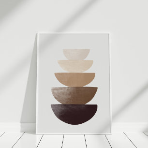 Minimalistisk neutral staplade skålar väggkonsttry poster