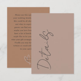 Minimalistisk neutral typografi Bröllopsdetaljer Tilläggskort