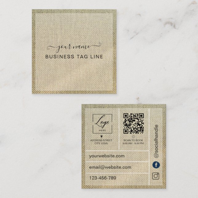 | Minimalistisk Neutral Varumärkesidentitet Qr-kod Fyrkantigt Visitkort (Fram/baksida)