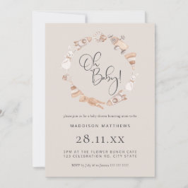 Minimalistisk Neutralt av träleksaker Baby Shower  Inbjudningar
