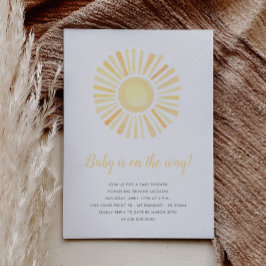 Minimalistisk Neutralt Boho Sol Baby Shower I Inbjudningar