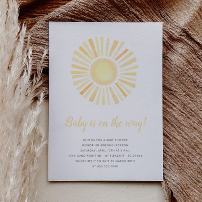 Minimalistisk Neutralt Boho Sol Baby Shower I Inbjudningar (Skapare uppladdad)