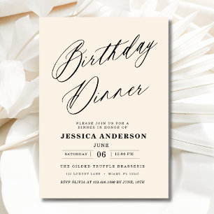 Minimalistisk Neutralt Cream Ivory Birthday Middag Inbjudningar