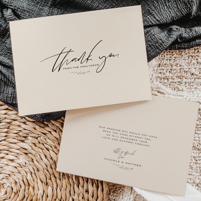 Minimalistisk Neutralt Färg Bröllop - tackkort (Skapare uppladdad)