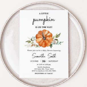 Minimalistisk Neutralt Pumpkin Baby Shower Inbjudningar