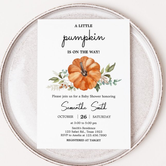 Minimalistisk Neutralt Pumpkin Baby Shower Inbjudningar (Neutral Pumpkin Baby Shower Invitation
)