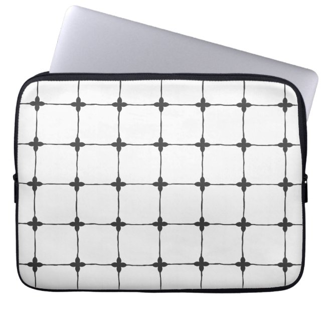 Minimalistisk neutralt rutnät Modern svart & vit Laptop Fodral (Framsidan)