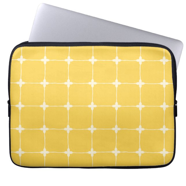 Minimalistisk neutralt rutnät Modernt bärnsten och Laptop Fodral (Framsidan)