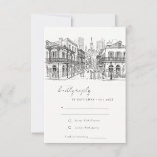 Minimalistisk New Orleans Louisiana Skiss Bröllop OSA Kort