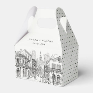 Minimalistisk New Orleans Louisiana Skiss Bröllop Presentaskar