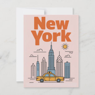 Minimalistisk New York City Resa Siluett Vykort