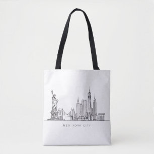 Minimalistisk New York City Siluett Linjekonst Tygkasse