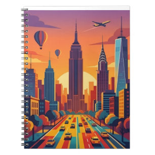 Minimalistisk New York City Siluett Retro Resa Pos Anteckningsbok