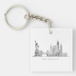 Minimalistisk New York City Skyline Linjekonst