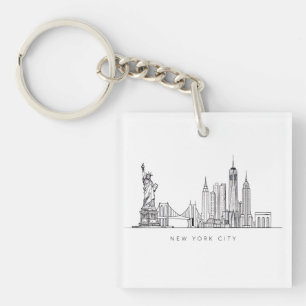Minimalistisk New York City Skyline Linjekonst