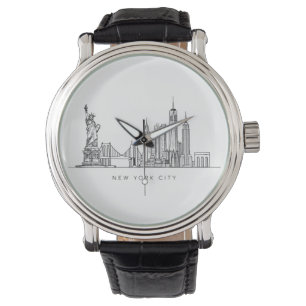 Minimalistisk New York City Skyline Linjekonst Armbandsur