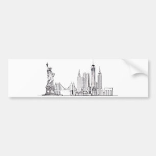Minimalistisk New York City Skyline Linjekonst Bildekal