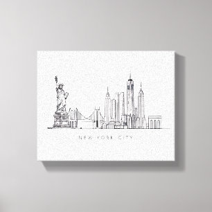 Minimalistisk New York City Skyline Linjekonst Canvastryck
