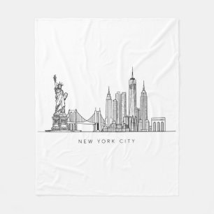 Minimalistisk New York City Skyline Linjekonst Fleecefilt